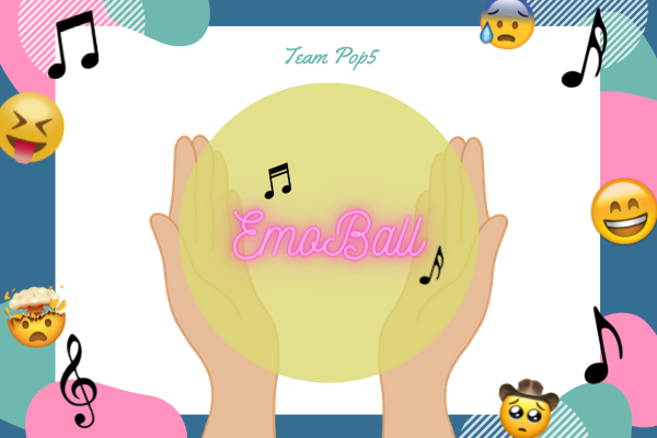 Illustration of two hands holding a golden, transparent orb with EmoBall in text over the top