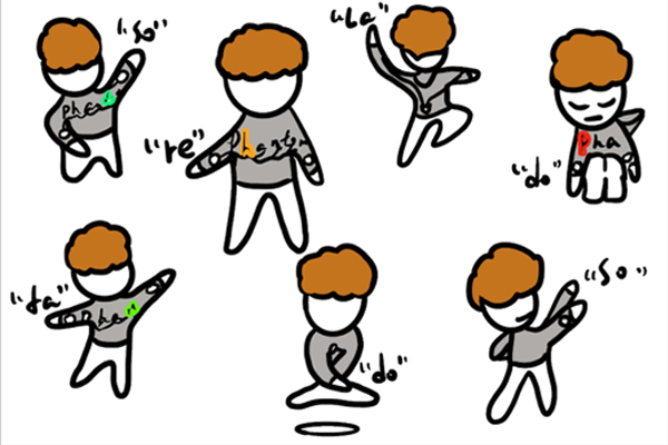 Illustration of human characters dancing